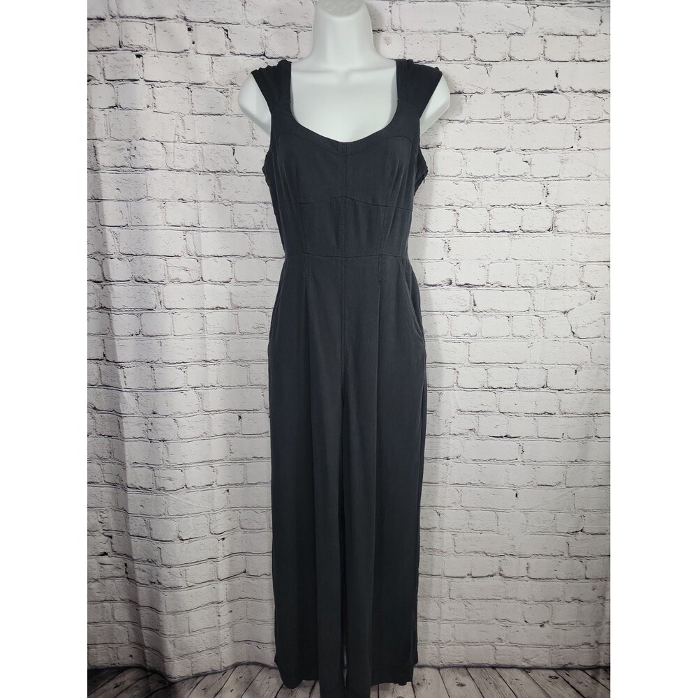 Madewell Grace Cap-Sleeve Wide-Leg Classic Jumpsuit SZ 2 Minimalist Capsule BLK